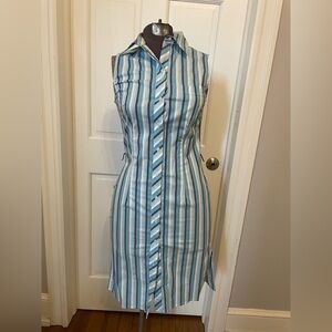 Express Blue and White Striped Midi Dress